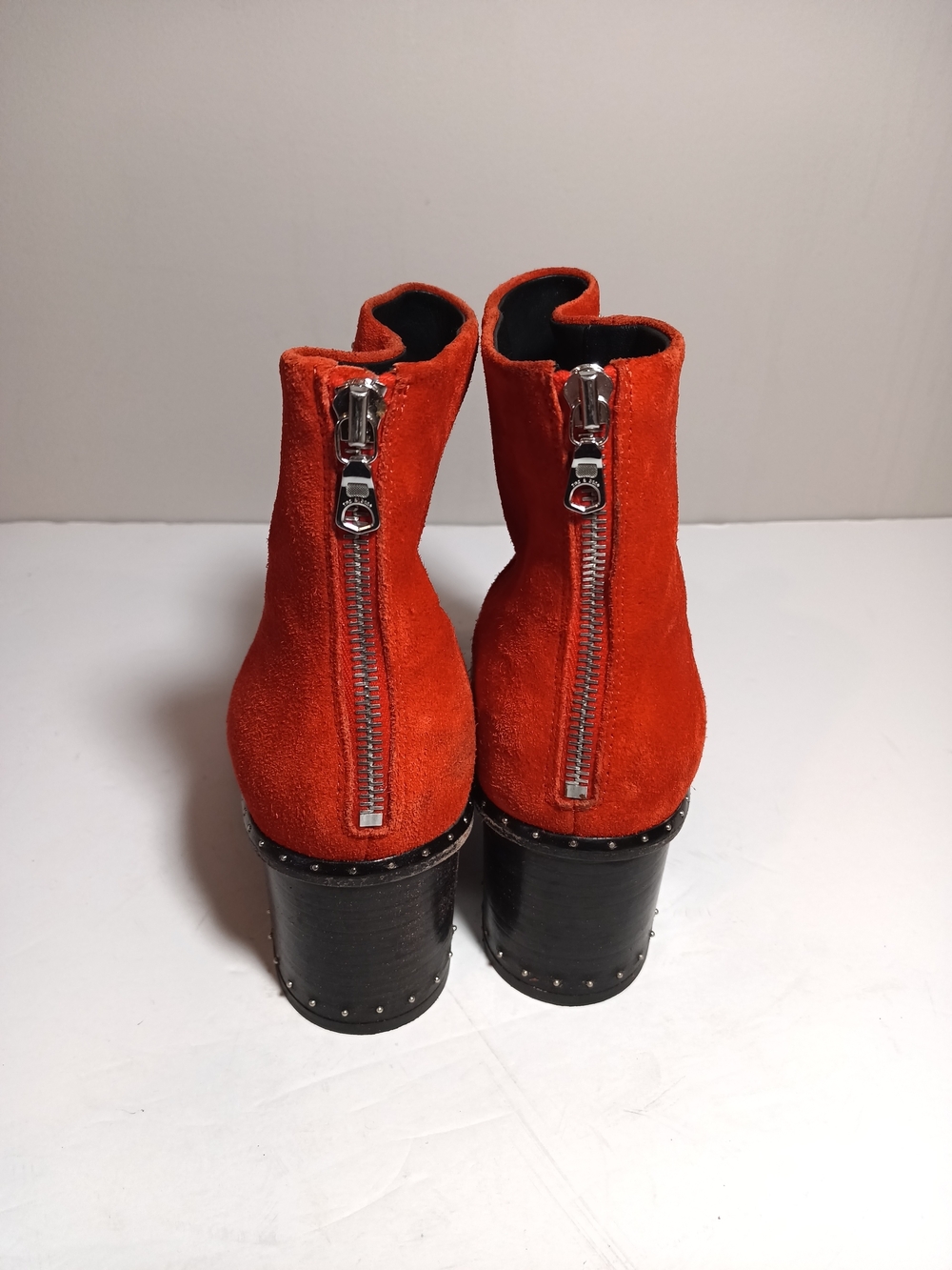 Rag & Bone Red Willow Suede Leather Studded Ankle Boots Size 40 US 10 - Picture 3 of 7